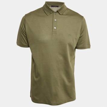 Louis Vuitton Olive Green Cotton Pique Polo T-Shirt L