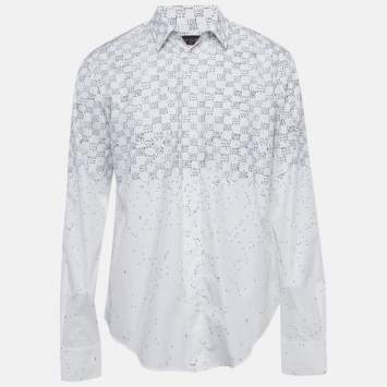 Louis Vuitton White Fading Damier Cotton Long Sleeve Shirt XL