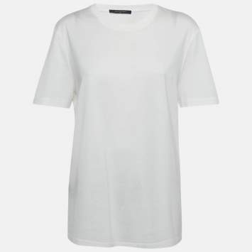 Louis Vuitton White Logo Embroidered Jersey Crew Neck T-Shirt L