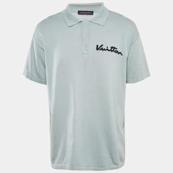 Louis Vuitton Blue Jersey Intarsia Detail Polo T-Shirt XL