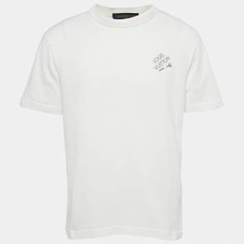 Louis Vuitton White Logo Embroidery Cotton Crew Neck T-Shirt M