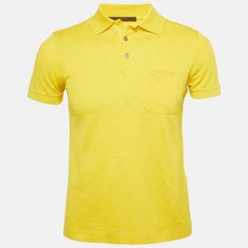 Louis Vuitton Yellow Damier Jacquard Knit Polo T-Shirt XS