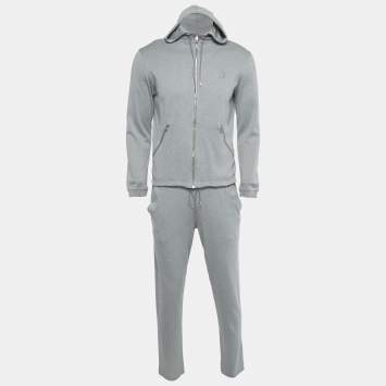 Louis Vuitton Grey Logo Plaque Cotton Track Suit S