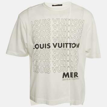 Louis Vuitton White Logo Print Jersey Crewneck T-Shirt XS