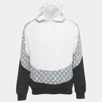 Pre Owned Louis Vuitton Monochrome Monogram Cotton Hoodie L