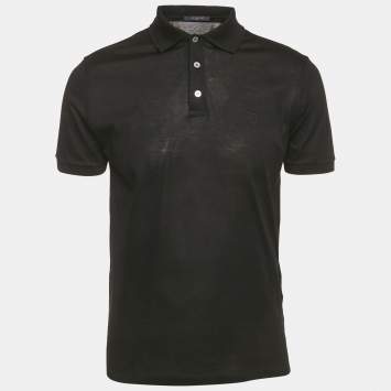 Pre Owned Louis Vuitton Black Cotton Pique Polo T-Shirt M