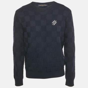 Louis Vuitton Blue Damier Wool Knit Marque L'Vuitton Sweater M