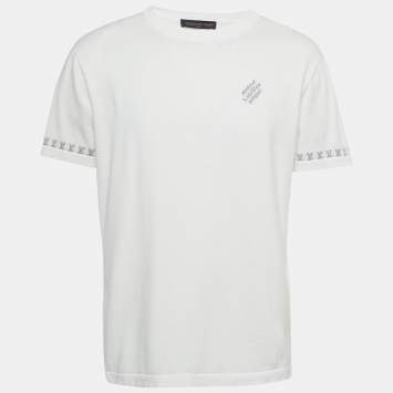 Louis Vuitton White Logo Intarsia Jersey T-Shirt M
