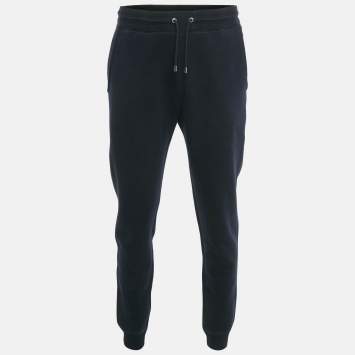 Pre Owned Louis Vuitton Navy Blue Cotton Knit Joggers M