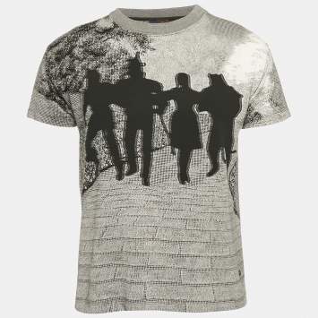 Pre Owned Louis Vuitton Black Oz Brick Road Pattern Jacquard Knit T-Shirt XS