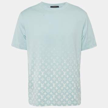 Pre Owned Louis Vuitton Blue Gradient Monogram Print Cotton T-Shirt XL