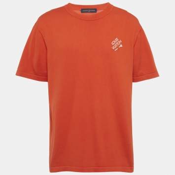 Pre Owned Louis Vuitton Orange Signature Cotton Knit T-Shirt XL