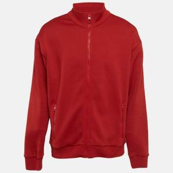 Pre Owned Louis Vuitton Red Monogram Jersey Track Jacket XXL