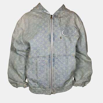 Pre Owned Louis Vuitton x NBA Zip Through Denim Monogram Hoodie