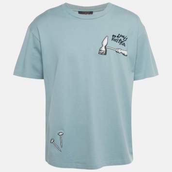 Pre Owned Louis Vuitton Blue LV Multi Tool Embroidered Cotton T-Shirt XL