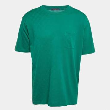 Pre Owned تي شيرت لويس فويتون قطن مطرز بشعار على دبوس أزرق مقاس متوسط (ميديوم)