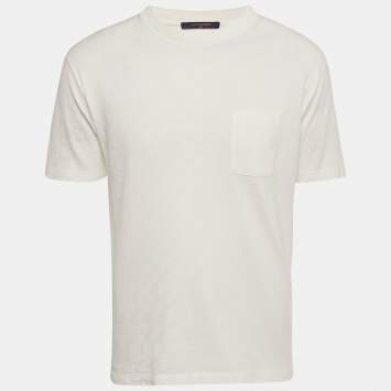 Pre Owned ت ي شيرت لوي فيتون جيرسي دامير أبيض برقبة مستديرة مقاس صغير