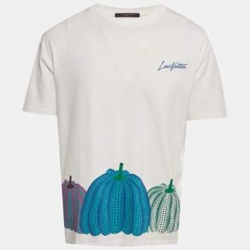 Pre Owned Louis Vuitton x Yayoi Kusama White Pumpkin Print Jersey T-Shirt M