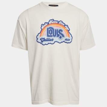 Pre Owned Louis Vuitton White Rainbow Print Jersey Crewneck T-Shirt M