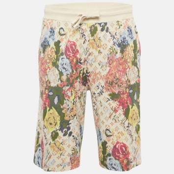 Pre Owned Louis Vuitton Beige Graphic Floral Monogram Jacquard Shorts M