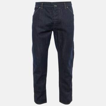 Pre Owned بنطلون جينز مستقيم فيت لوي فيتون أزرق داكن دينيم مقاس متوسط محيط الخصر 38"