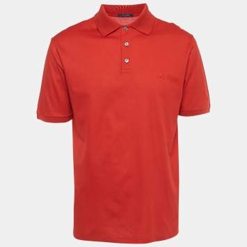 مملوكة مسبقًا Louis Vuitton Red Logo Embroidered Pique Polo T-Shirt XL