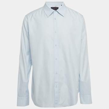 Pre Owned Louis Vuitton Blue Monogram Cotton Slim Fit Shirt XL