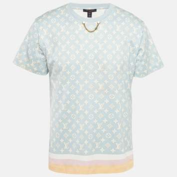 مملوكة مسبقًا Louis Vuitton Blue Monogram Jersey Crewneck T-Shirt XXL