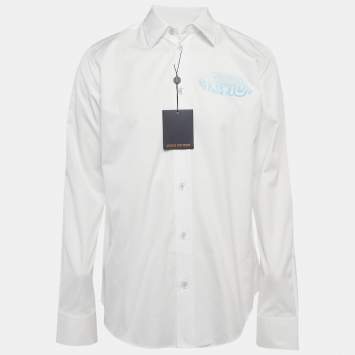 مملوكة مسبقًا قميص لوي فيتون أكمام طويلة قطن طباعة متدرج أبيض كبير