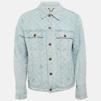Pre Owned Louis Vuitton X Supreme Blue Monogram Denim Trucker Jacket XL