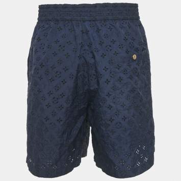 Pre Owned Louis Vuitton Blue Nylon Monogram Shorts M