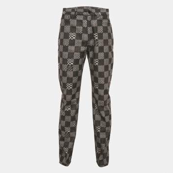 Pre Owned Louis Vuitton Black Damier Denim Jeans L/Waist 34"