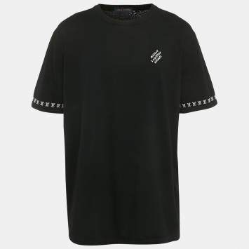 Pre Owned Louis Vuitton Black Marque L.Vuitton Déposée Intarsia Cotton T-Shirt 4L