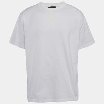 Pre Owned Louis Vuitton White LV Embossed Jersey T-Shirt XXL