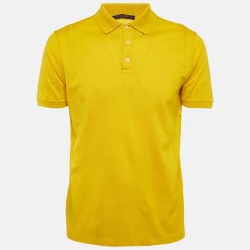 Pre Owned Louis Vuitton Yellow Pique Polo T-Shirt M