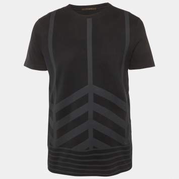 Pre Owned Louis Vuitton Black Check Jersey T-Shirt M