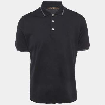 Pre Owned Louis Vuitton Black Cotton Polo T-Shirt XL