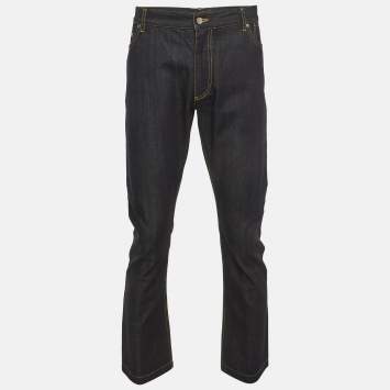 Pre Owned بنطلون جينز دينم لويس فويتون أزرق بحري مقاس كبير - خصر 34 بوصة