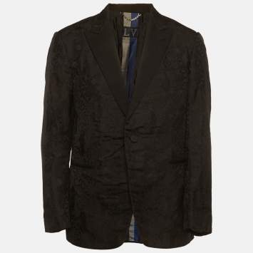 Pre Owned Louis Vuitton Black Jacquard Tailored Blazer XXL