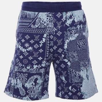 Pre Owned Louis Vuitton Blue Jacquard Knit Shorts M