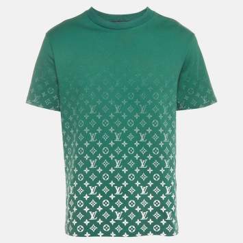 Pre Owned Louis Vuitton Green Monogram Gradient Cotton Crewneck T-Shirt L