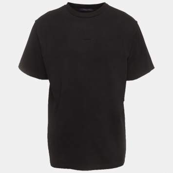 Pre Owned Louis Vuitton Black Logo Embossed Jersey Crewneck T-Shirt M