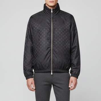 Pre Owned Louis Vuitton Navy Blue Monogram Nylon Reversible Jacket XXL