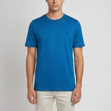Pre Owned Louis Vuitton Blue Jersey Logo Embroidered Crewneck T-Shirt XL