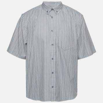 مملوكة مسبقًا Louis Vuitton x Park Seo-Bo Blue Striped Textured Cotton Shirt XL