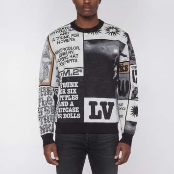 Pre Owned Louis Vuitton Multicolour Fanzine Jacquard Wool Crewneck Pullover S