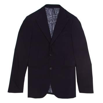 Pre Owned Louis Vuitton Uniforms Navy Blue Wool Slim Blazer XS