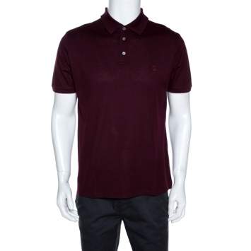 Pre Owned Louis Vuitton Wine Cotton Pique Polo T Shirt L 