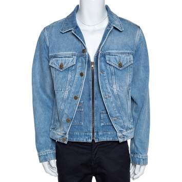 Pre Owned Louis Vuitton Blue Plain Rainbow XIX Denim Jacket M