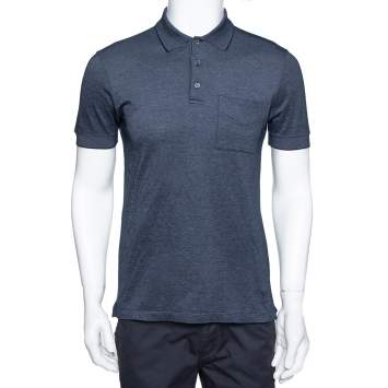 Pre Owned Louis Vuitton Hale Navy Cotton Pique Polo T Shirt M 